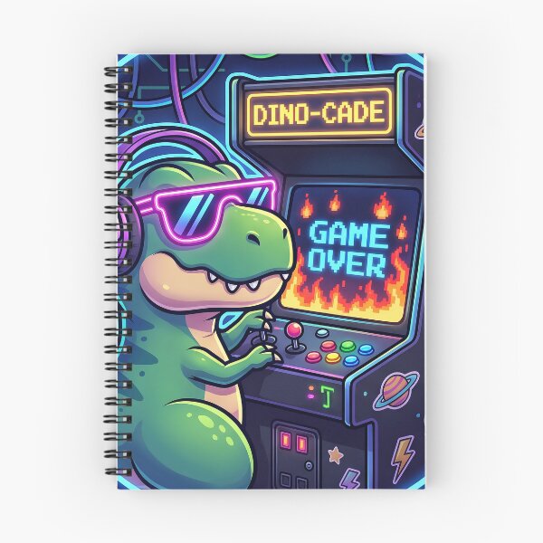 Item preview, Retro T-Rex Arcade Gamer - Cyber Dino Game Over Sticker designed and sold by KoemeLAB.