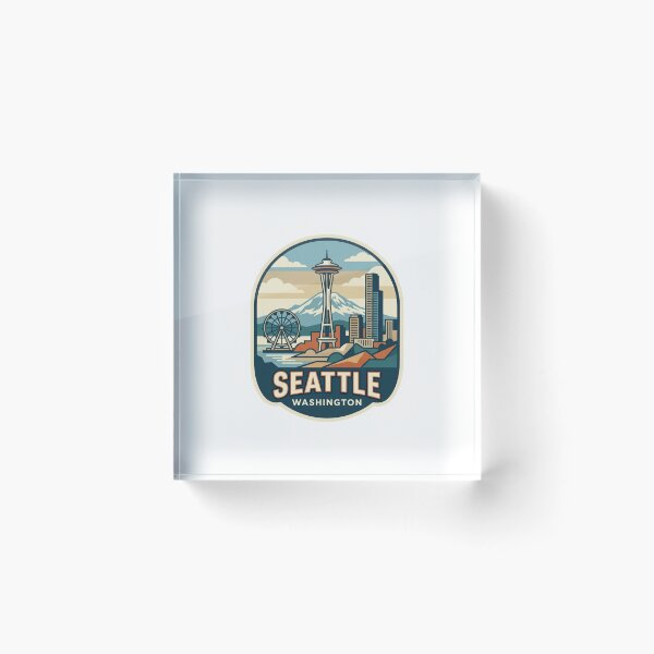 Item preview, Seattle Washington Skyline Retro Travel Badge - PNW City Souvenir designed and sold by raedattia.