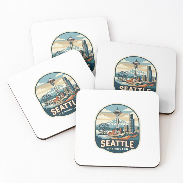 Item preview, Seattle Washington Skyline Retro Travel Badge - PNW City Souvenir designed and sold by raedattia.
