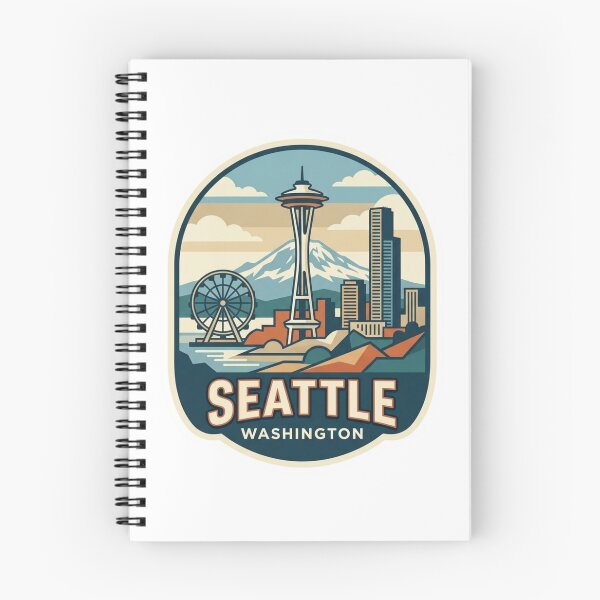 Item preview, Seattle Washington Skyline Retro Travel Badge - PNW City Souvenir designed and sold by raedattia.