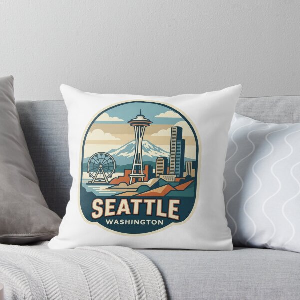 Item preview, Seattle Washington Skyline Retro Travel Badge - PNW City Souvenir designed and sold by raedattia.