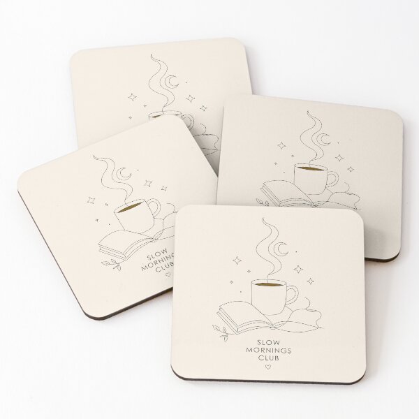 Item preview, Slow Mornings Club / Cozy Coffee & Book Minimalist Line Art designed and sold by asterloom.