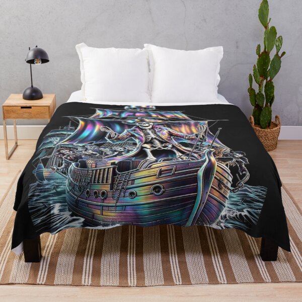 Item preview, Holographic Pirate Ship - Skeleton Captain with Rainbow Sails designed and sold by RAYBIL.