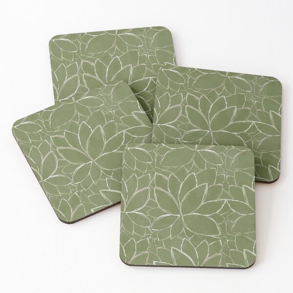 Item preview, Hand drawn leaves on green textured background pattern designed and sold by Aleksse.