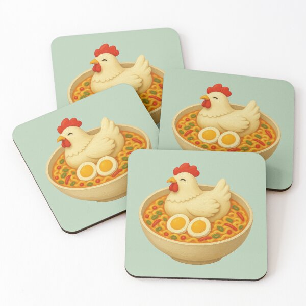 Item preview, Cute Chicken Ramen | Kawaii Noodle Bowl with Egg | Funny Food Illustration designed and sold by Eathusiast.