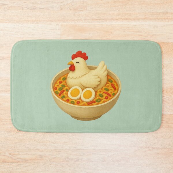 Item preview, Cute Chicken Ramen | Kawaii Noodle Bowl with Egg | Funny Food Illustration designed and sold by Eathusiast.