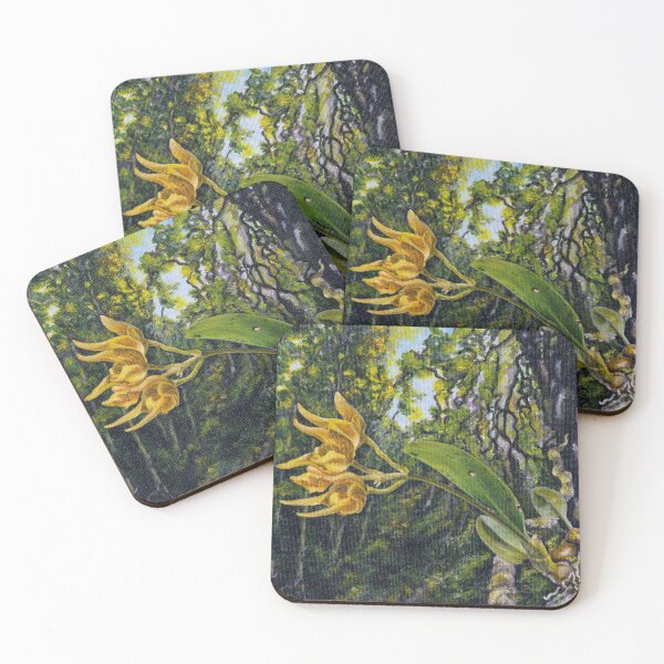 Item preview, Rare Yellow Orchid Forest Bulbophyllum thydoi Art  designed and sold by Anna Ratkevich.