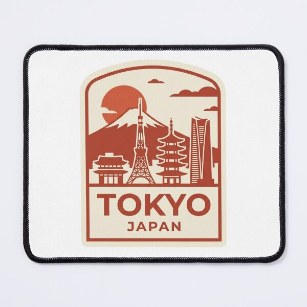 Item preview, Tokyo Japan Retro Travel Badge Minimalist Skyline designed and sold by raedattia.