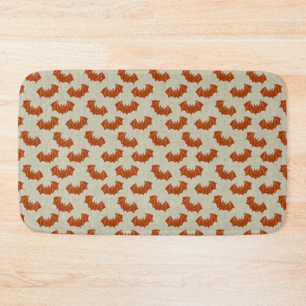 Item preview, Retro Folk Orange Bat Toile Halloween Print designed and sold by DColourMuse.