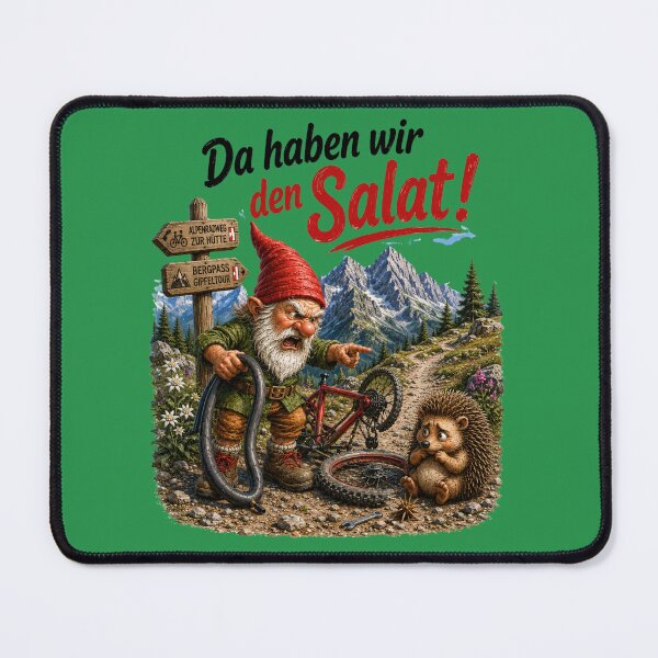 Item preview, Funny German Gnome Bicycle Mishap – "Da haben wir den Salat!" designed and sold by Alpine-Ink.