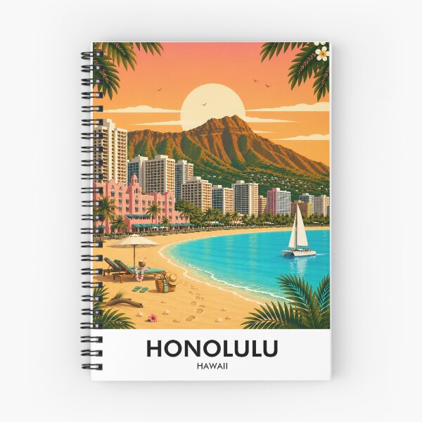 Item preview, Honolulu Retro Travel Print designed and sold by HomeLivingCo.