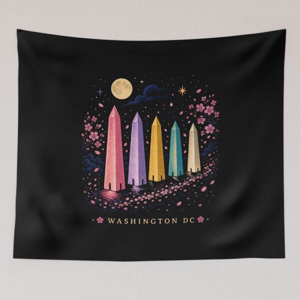 Item preview, Washington DC: Five Monuments in Moonlit Bloom designed and sold by Fenay Designs.
