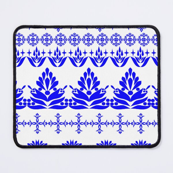 Item preview, Vintage Blue Floral Border Collection with Scandinavian Folk Art Geometric Ornament Vector designed and sold by Ei-Ei.