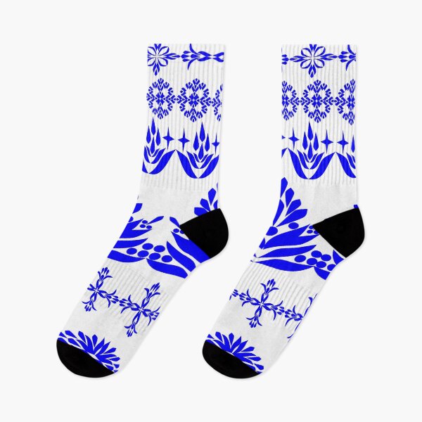Item preview, Vintage Blue Floral Border Collection with Scandinavian Folk Art Geometric Ornament Vector designed and sold by Ei-Ei.