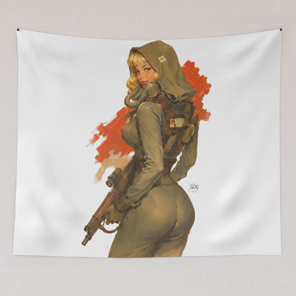 Item preview, Post Apocalyptic Survivor Pin Up Girl | Original Vintage Retro Illustration designed and sold by Cosplayvintage.