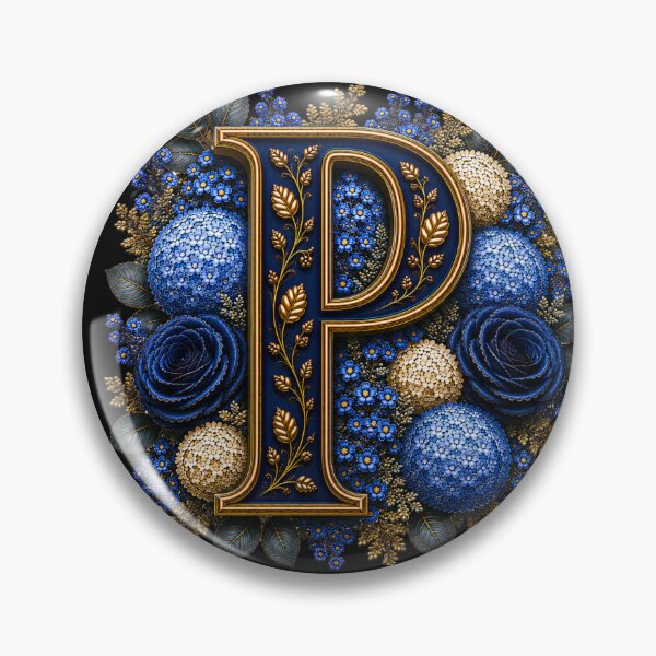 Item preview, Elegant Letter P Monogram with Blue Hydrangeas & Gold Botanical Design | Luxury Floral Initial Art designed and sold by MoodLay.