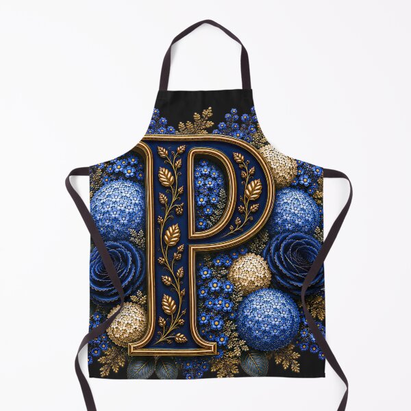 Item preview, Elegant Letter P Monogram with Blue Hydrangeas & Gold Botanical Design | Luxury Floral Initial Art designed and sold by MoodLay.