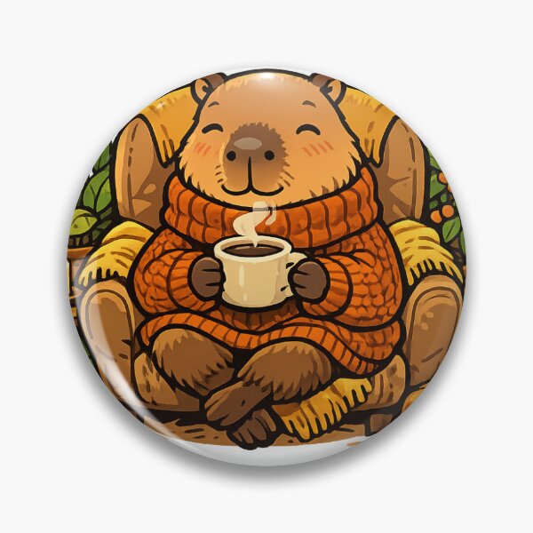 Item preview, Cozy Capybara with Coffee | Cute Autumn Illustration designed and sold by Cozy Art for Cozy Souls.