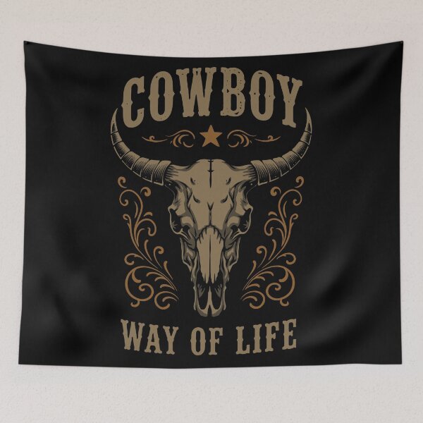 Item preview, Cowboy Way Of Life Longhorn Skull Vintage Western T-Shirt designed and sold by phsycartwork.