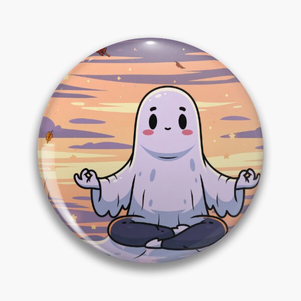 Item preview, Cozy Ghost Doing Yoga — Cute Halloween designed and sold by FrostyFrisby.