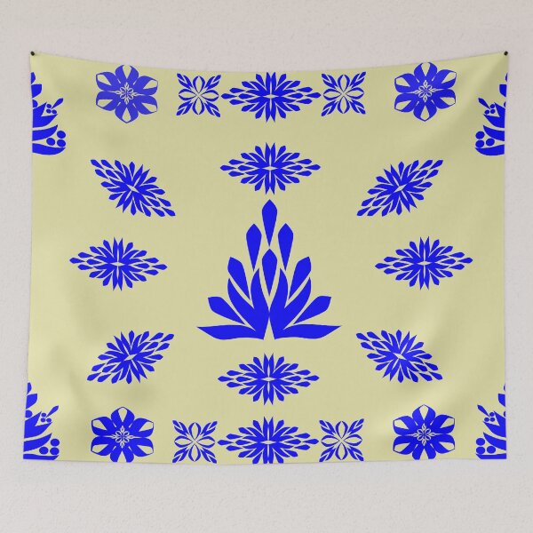 Item preview, Blue Scandinavian Folk Floral Frame with Vintage Botanical Ornament Vector designed and sold by Ei-Ei.