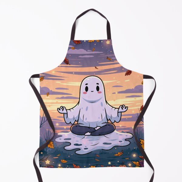 Item preview, Cozy Ghost Doing Yoga — Cute Halloween designed and sold by FrostyFrisby.
