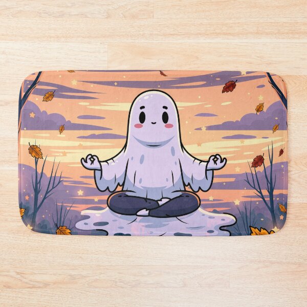 Item preview, Cozy Ghost Doing Yoga — Cute Halloween designed and sold by FrostyFrisby.