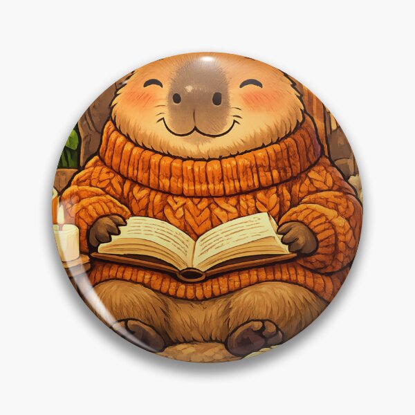 Item preview, Cozy Capybara Reading a Book | Cute Autumn Illustration designed and sold by Cozy Art for Cozy Souls.