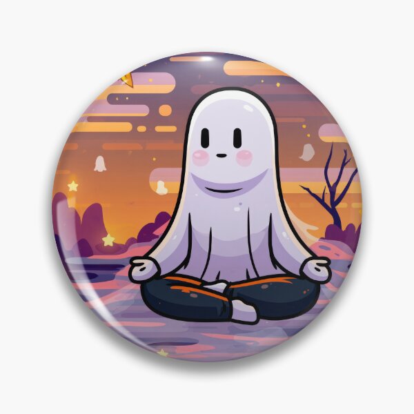 Item preview, Cozy Ghost Doing Yoga — Cute Halloween designed and sold by FrostyFrisby.