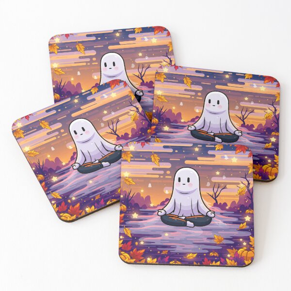 Item preview, Cozy Ghost Doing Yoga — Cute Halloween designed and sold by FrostyFrisby.