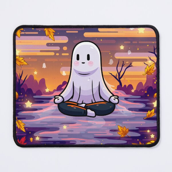 Item preview, Cozy Ghost Doing Yoga — Cute Halloween designed and sold by FrostyFrisby.