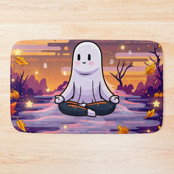 Item preview, Cozy Ghost Doing Yoga — Cute Halloween designed and sold by FrostyFrisby.