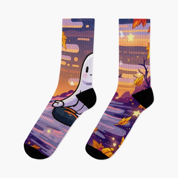 Item preview, Cozy Ghost Doing Yoga — Cute Halloween designed and sold by FrostyFrisby.