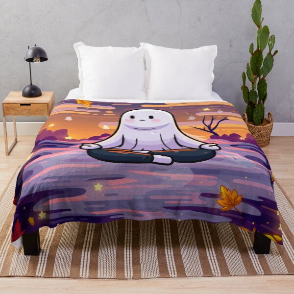 Item preview, Cozy Ghost Doing Yoga — Cute Halloween designed and sold by FrostyFrisby.