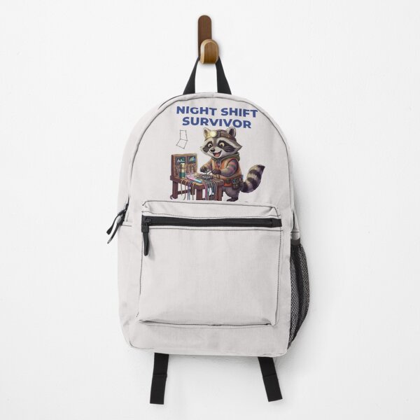 Item preview, Night Shift Survivor Raccoon-Funny Mining Raccoon designed and sold by Northern Glow Art.