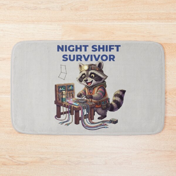 Item preview, Night Shift Survivor Raccoon-Funny Mining Raccoon designed and sold by Northern Glow Art.