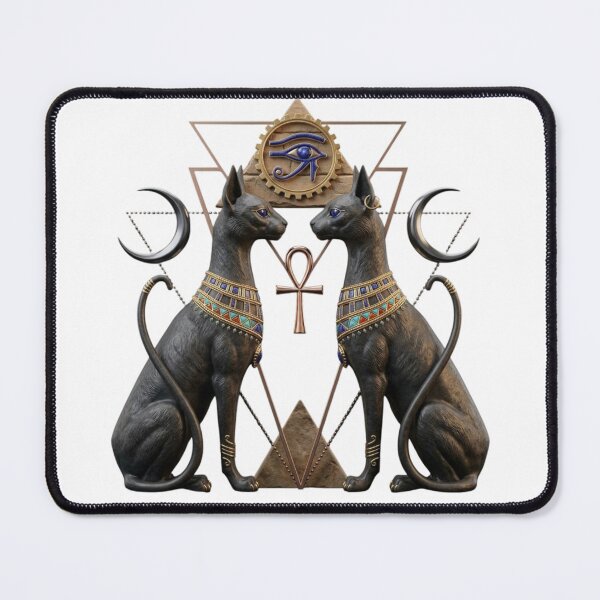 Item preview, Sacred Bastet Cats | Ancient Egyptian Eye of Horus & Ankh Geometric Art designed and sold by Queen Cleopatra.