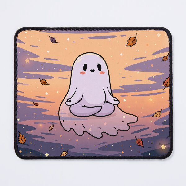 Item preview, Cozy Ghost Doing Yoga — Cute Halloween designed and sold by FrostyFrisby.