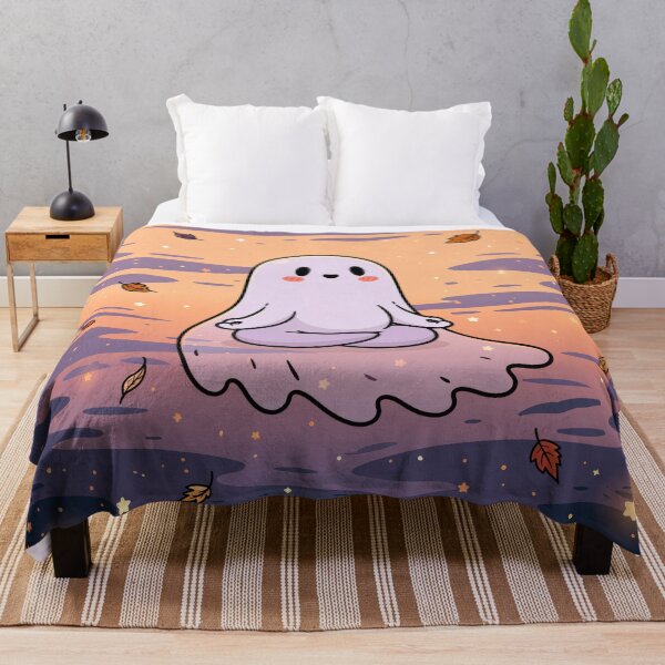 Item preview, Cozy Ghost Doing Yoga — Cute Halloween designed and sold by FrostyFrisby.