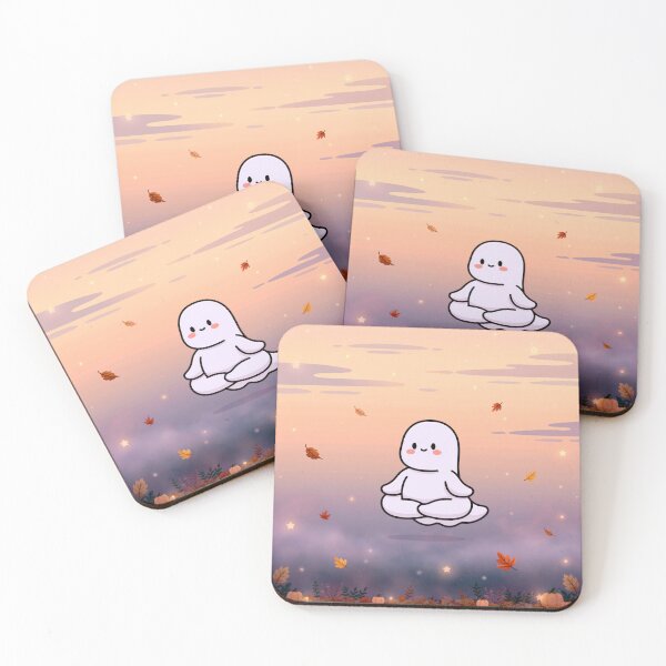 Item preview, Cozy Ghost Doing Yoga — Cute Halloween designed and sold by FrostyFrisby.
