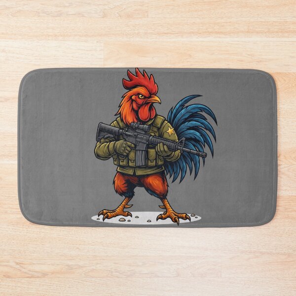 Item preview, Badass Rooster Soldier Standing Guard Tactical Chicken Uniform designed and sold by BreezifyDesignStudio.