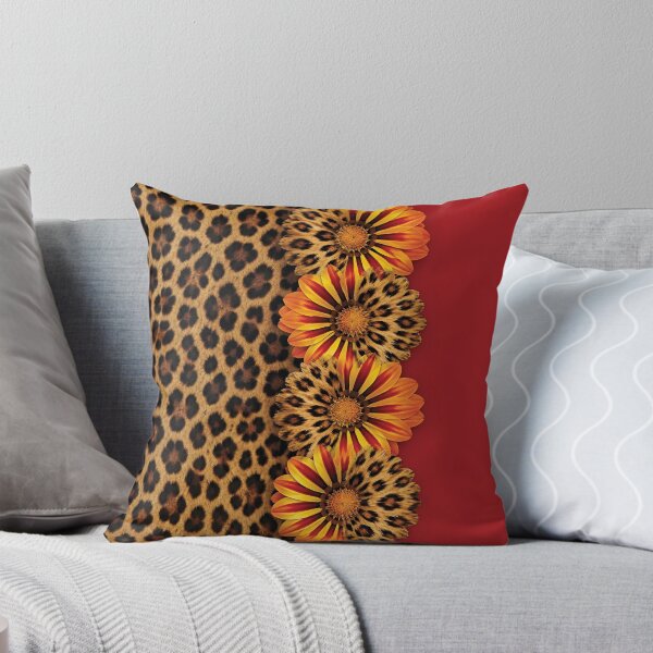 Item preview, Gazania Flowers Transitioning to Leopard Print Pattern designed and sold by Lucia Amaris Art.
