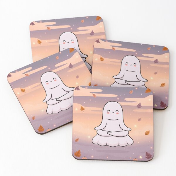 Item preview, Cozy Ghost Doing Yoga — Cute Halloween designed and sold by FrostyFrisby.