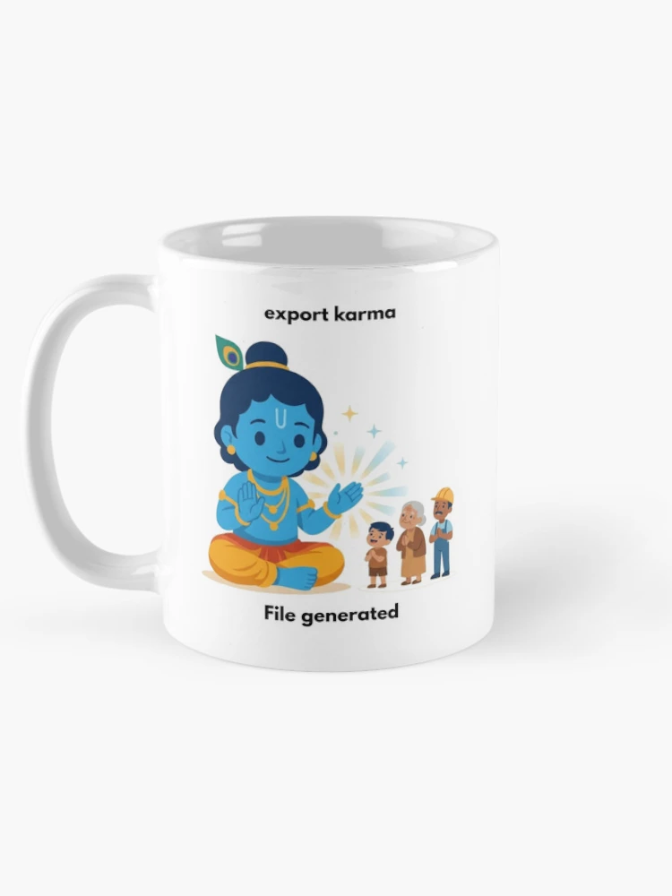 Thumbnail 5 of 6, Coffee Mug, export karma | JavaScript Developer Sticker | Tech Humor designed and sold by BhaktiByte.