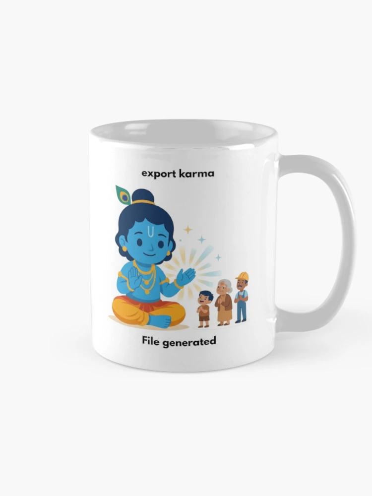 Thumbnail 3 of 6, Coffee Mug, export karma | JavaScript Developer Sticker | Tech Humor designed and sold by BhaktiByte.
