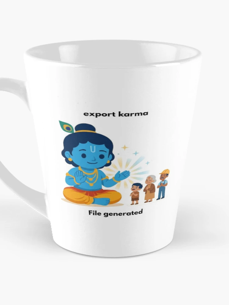 Thumbnail 3 of 4, Coffee Mug, export karma | JavaScript Developer Sticker | Tech Humor designed and sold by BhaktiByte.