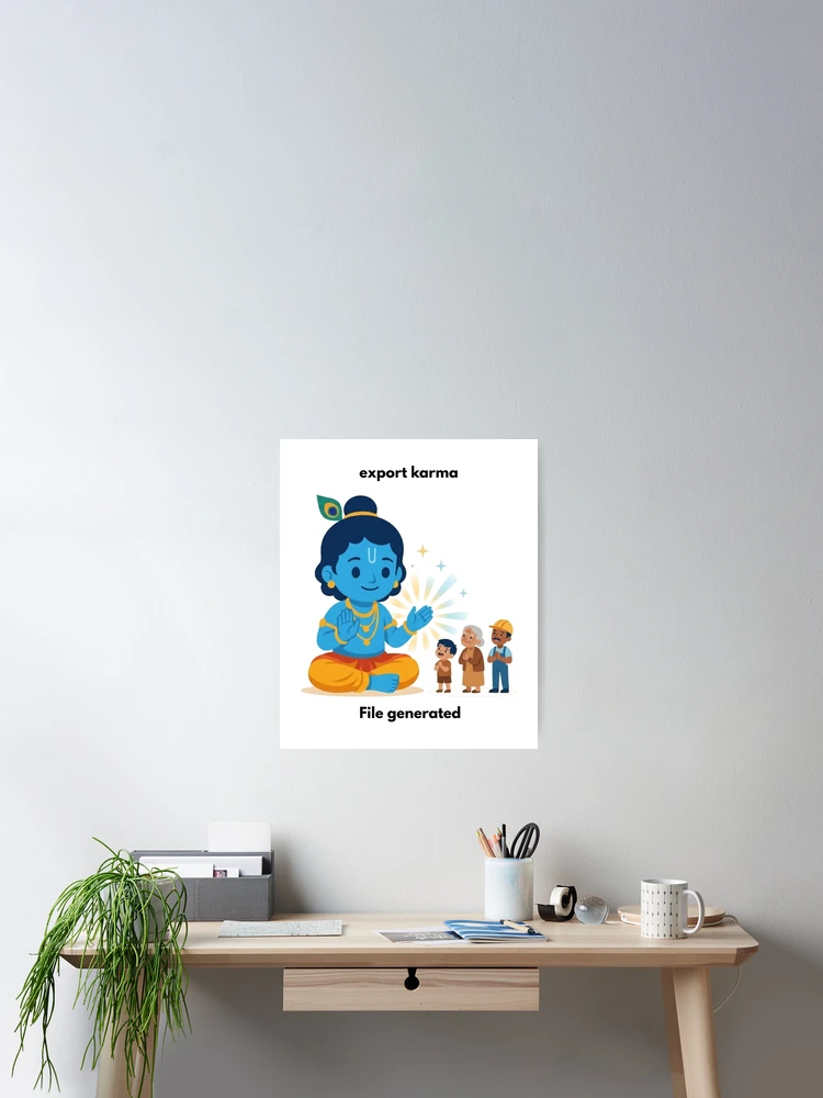 Thumbnail 2 of 3, Poster, export karma | JavaScript Developer Sticker | Tech Humor designed and sold by BhaktiByte.