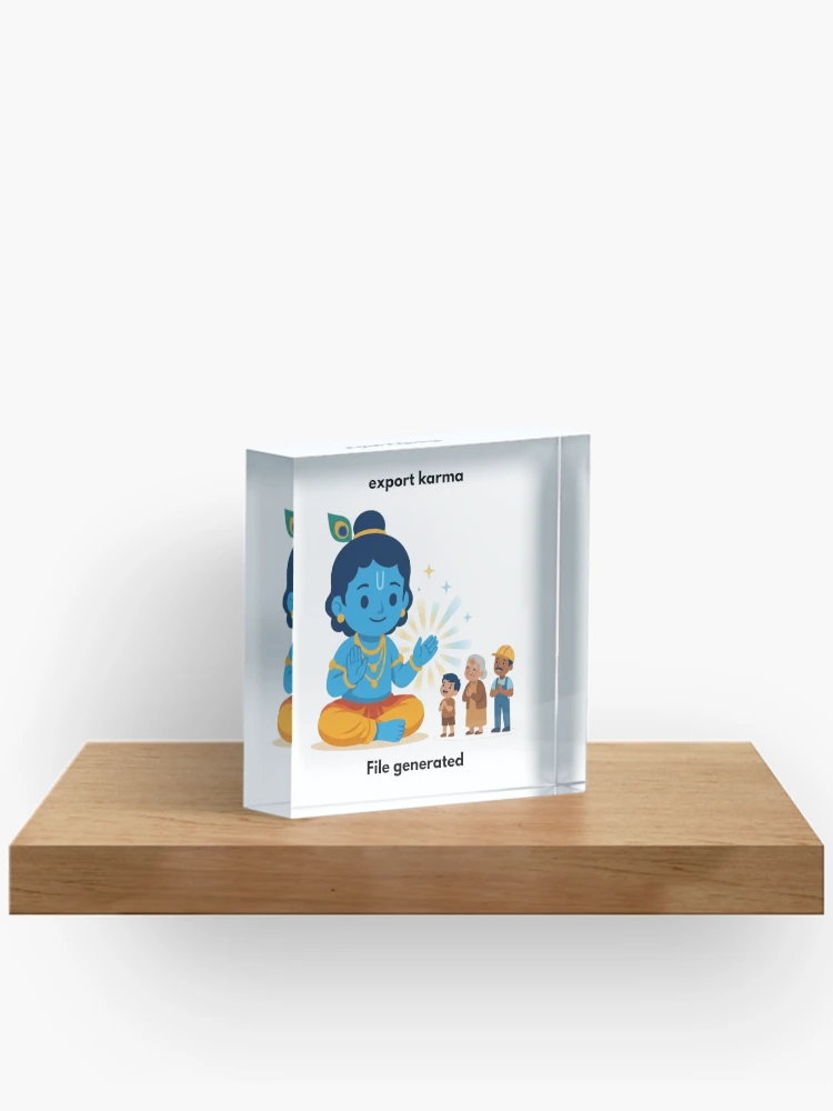 Thumbnail 2 of 5, Acrylic Block, export karma | JavaScript Developer Sticker | Tech Humor designed and sold by BhaktiByte.