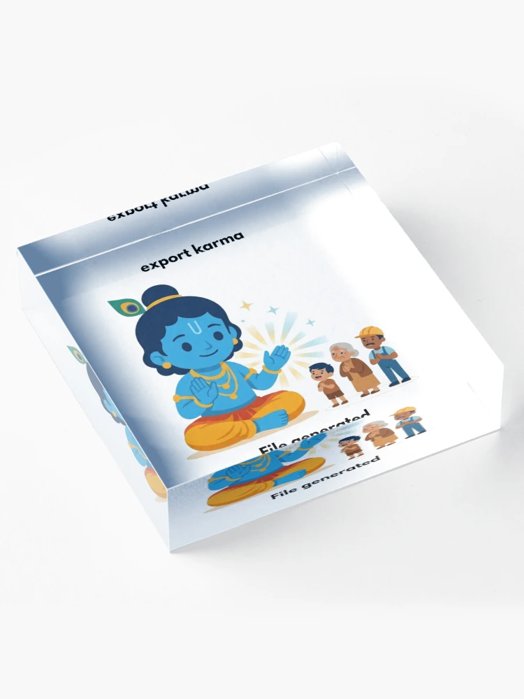 Thumbnail 4 of 5, Acrylic Block, export karma | JavaScript Developer Sticker | Tech Humor designed and sold by BhaktiByte.