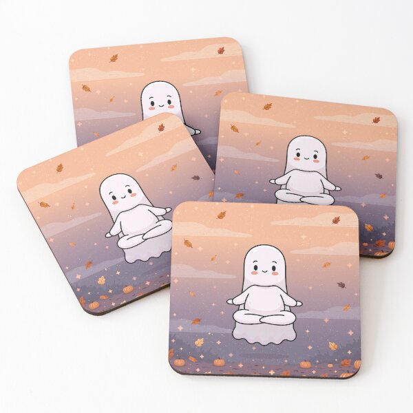 Item preview, Cozy Ghost Doing Yoga — Cute Halloween designed and sold by FrostyFrisby.